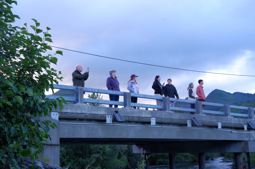 Tourists watch bears feeding on salmon from the Russian River Bridge on Aug. 11. Projects that are in the DOT draft STIP, like the Kodiak Short Trail and Sargent Creek Bridge replacement, would make bear viewing safer and more accessible in Women's Bay.