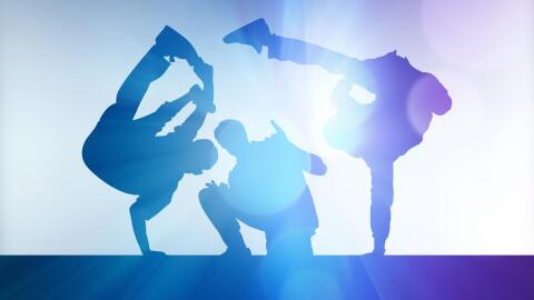 Blue Silhouette breakdancers