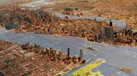 Joe Macken’s “He Built This City” exhibit at the Museum of of the City of New York. (Karyn Miller-Medzon/Here & Now)