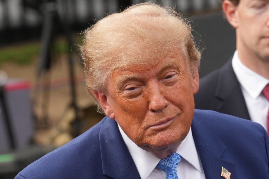President Donald Trump speaks to reporters at the White House in Washington, Tuesday Sept. 29, 2026, after meeting with top executives of AI firms.