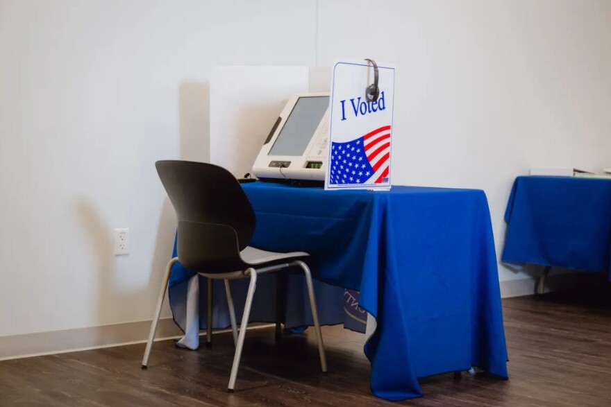A voting machine for voters with disabilities at a public verification test of the voting system at the Dallas County Elections Department building in Dallas, Texas on Sept. 20, 2024. The test allows participants to validate the voting process by using ballots containing the same races and proportions as the upcoming elections in November.