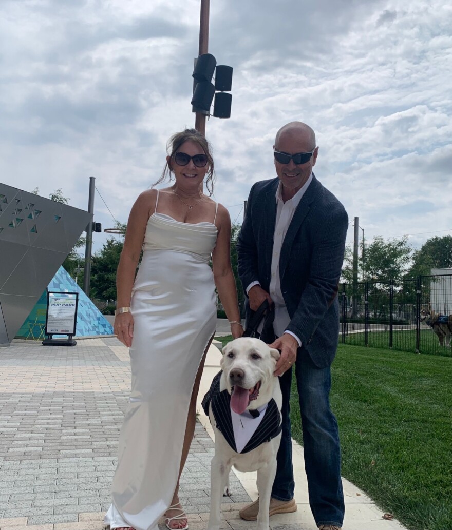 Newlyweds Sherry and Gary Ruble and Sam.