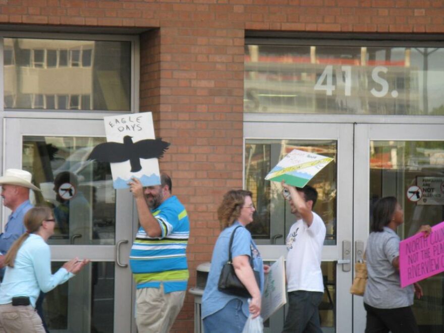 Opponents of a proposed N. County casino protest outside a Planning Commission meeting on September 14