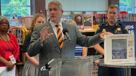 Monroe County Executive Adam Bello unveils new cases of Naloxone in the fight against overdose.