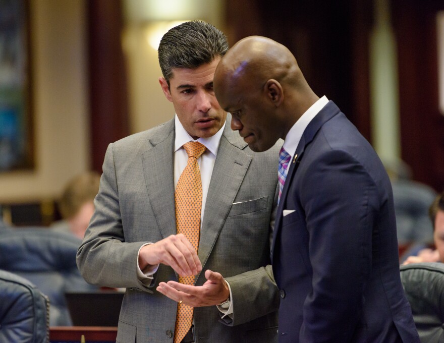 The two incoming leaders of the Florida House of Representatives - Republican Speaker JosÃ© Oliva and Democratic Minority Leader Kionne McGhee - speak on the floor earlier this year. Both are from Miami-Dade County.