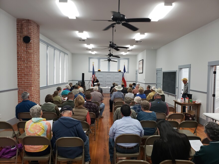 Dozens of residents attended a meeting at the old Tarpley school house regarding a nearby Christian summer camp receiving state water permits.