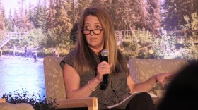 Alaska Department of Fish and Game policy advisor Dani Evenson speaks about a petition to list Gulf of Alaska king salmon as endangered during the Kenai Class Roundtable on Wednesday, Aug. 21, 2024 in Soldotna, Alaska.