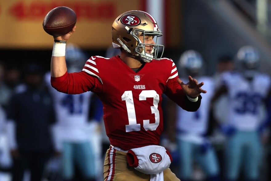 Brock Purdy, the San Francisco 49ers' rookie quarterback, led his team to a win over the Dallas Cowboys last weekend in the NFL playoffs.