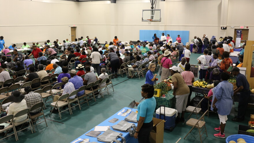 Hundreds of Williamsburg County seniors during Senior Market Day in Kingstree to receive vouchers for fresh fruits and vegetables from certified farmers. 