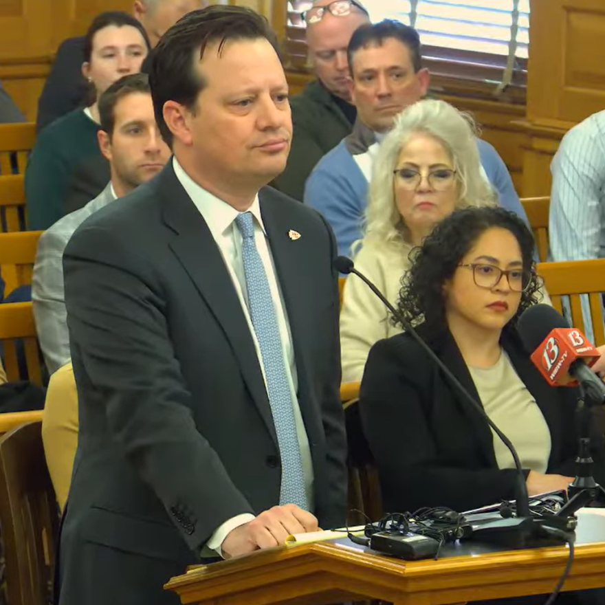Screenshot of a livestream from Jan. 21, when Chiefs attorney Korb Maxwell answered questions from lawmakers during a joint committee meeting in Topeka.