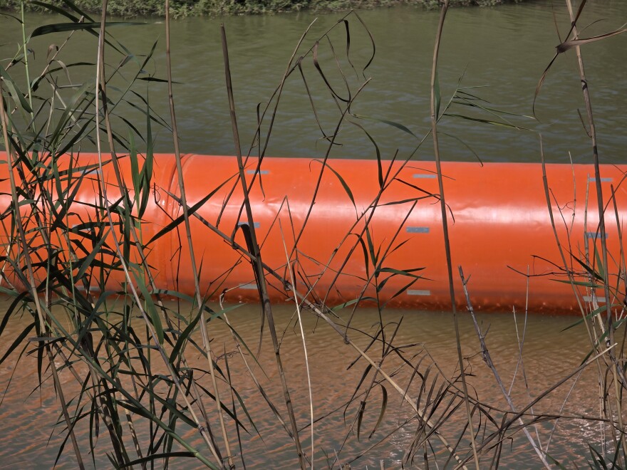 Border buoys in the Rio Grande near Brownsville, Tx