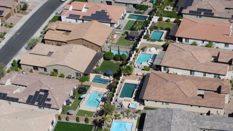Homes with swimming pools in the Phoenix, Arizona area on March 26, 2026.