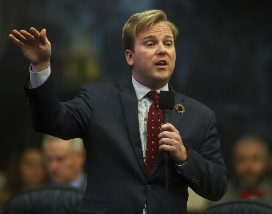 Rep. James Grant, R-Tampa, answers questions during debate over his House Bill 7089 - Voting Rights Restoration,Tuesday April 23, 2019 in the Florida House of Representatives in Tallahassee, Fla.