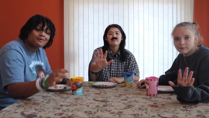 "Never idle again!" A screen grab from the prize-winning video submission, "Family Dinner: Vehicle Idling PSA."