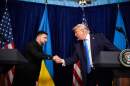 President Donald Trump and Ukraine's President Volodymyr Zelenskyy shake hands at the start of a joint news conference following a meeting at Trump's Mar-a-Lago club, Sunday, Dec. 28, 2025, in Palm Beach, Fla. (Alex Brandon/AP)