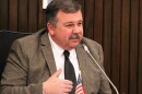 In a WGLT file photo from 2016, Kevin Lower speaks at a Bloomington City Council meeting. Lower was the Ward 1 alderman from 2013-2017.