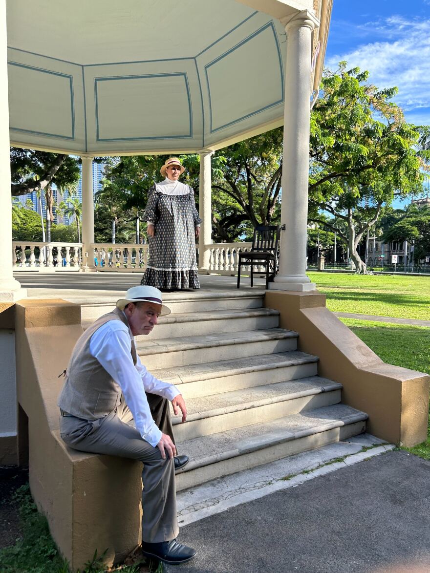 Performers under the Coronation Pavilion at ʻIolani Palace.