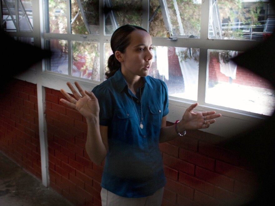Martinez speaks in a jail in Juarez where she spent more than a month. Miss Ana, as her students call her, gave English lessons to other inmates to pass the time.