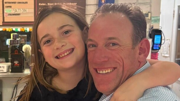 Dom Belza and his daughter Rylee Rose are pictured in a photo shared on the California State Assembly candidate's Facebook page.