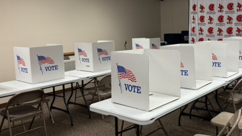 Voting booth in South Sioux City, Nebraska (Alejandra Perez, Siouxland Public Media)