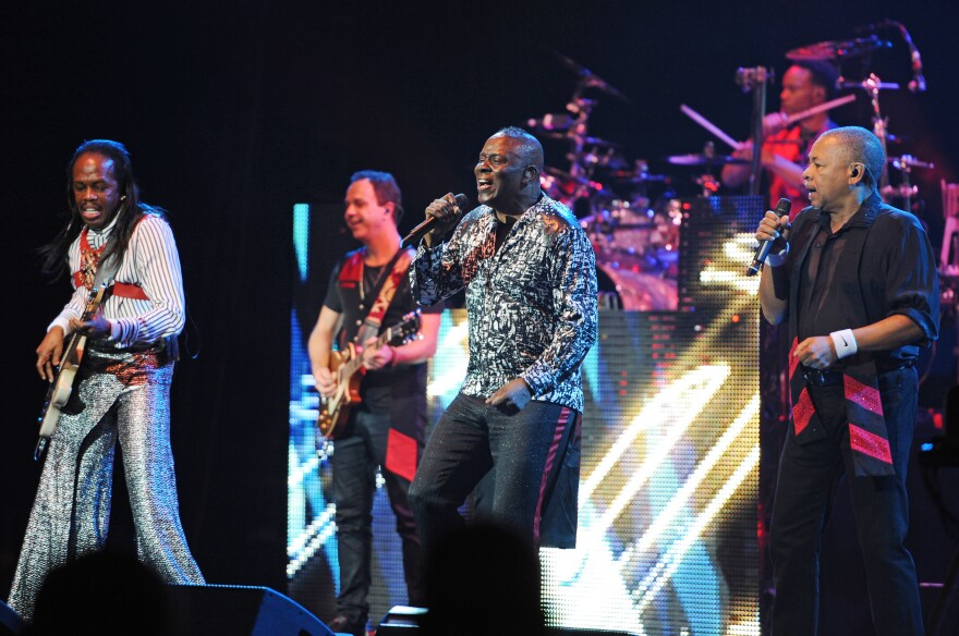 Verdine White, Philip Bailey and Ralph Johnson of 'Earth, Wind & Fire' perform at the Seminole Hotel and Casinos' Hard Rock Live!on October 15, 2014 in Hollywood, Florida.(Photo by Jeff Daly/Invision/AP)