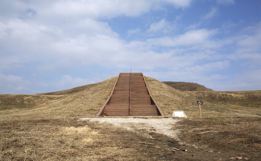 Monks Mound at the Cahokia Mounds State Historic Site in February 2019.