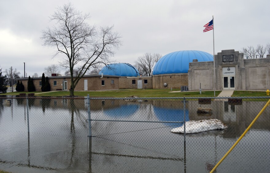 Goshens water plant building grounds sit under water