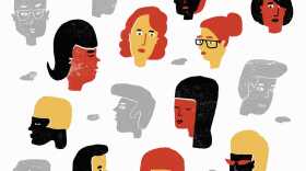 Illustration is of human faces on a white background.