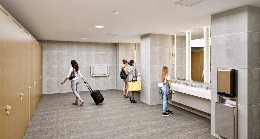 A new women's restroom in the airport is expected to be completed in December 2026.