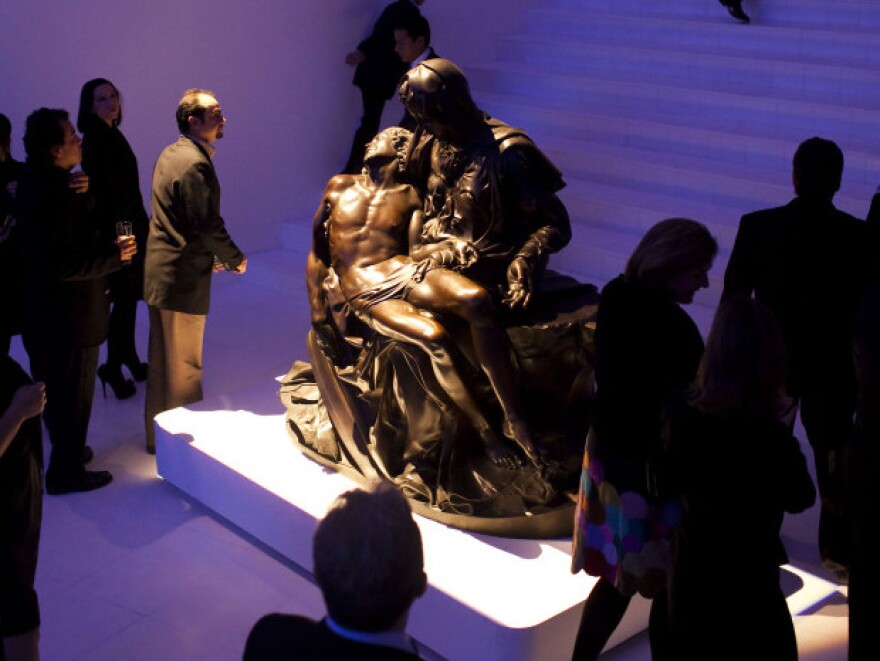 A bronze cast of Michelangelo's <em>Pieta</em> is on display at the new Soumaya Museum in Mexico   City. The original work is a white marble sculpture. "It's unclear to me why anybody would want a bronze version of it, and why you would display such a thing in an art museum, since it is neither a Michelangelo nor a close approximation of the Michelangelo," says art history professor James Oles.