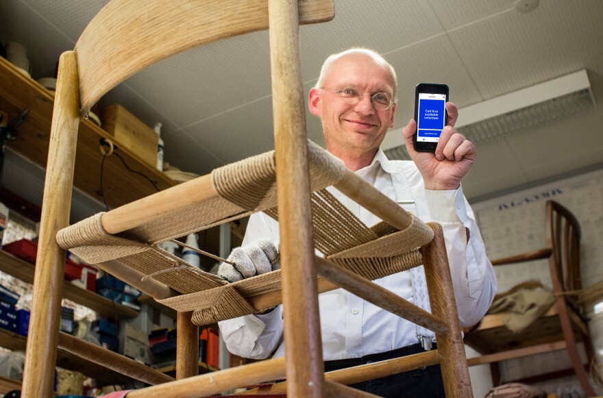 Hans Jørgen Wiberg in his furniture studio.