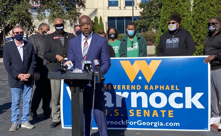 The Rev. Raphael Warnock kicks off his runoff campaign Nov. 12 to try to unseat Loeffler. Warnock leads Ebenezer Baptist Church in Atlanta and has been politically active in the fight to expand Medicaid to uninsured Georgians.