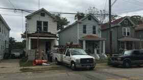 This Evanston home, with construction equipment outside, is being rehabbed by The Port.