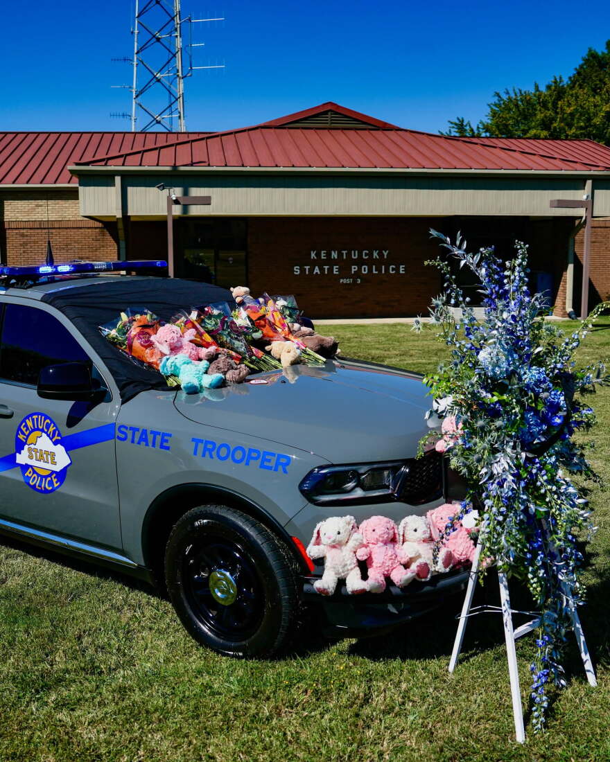 Trooper Phillips' cruiser is parked in front of the Post 3 in Bowling Green where the three-year KSP veteran was assigned.