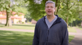 US Senate candidate Tim Ryan wears a hooded sweat shirt in a campaign ad.