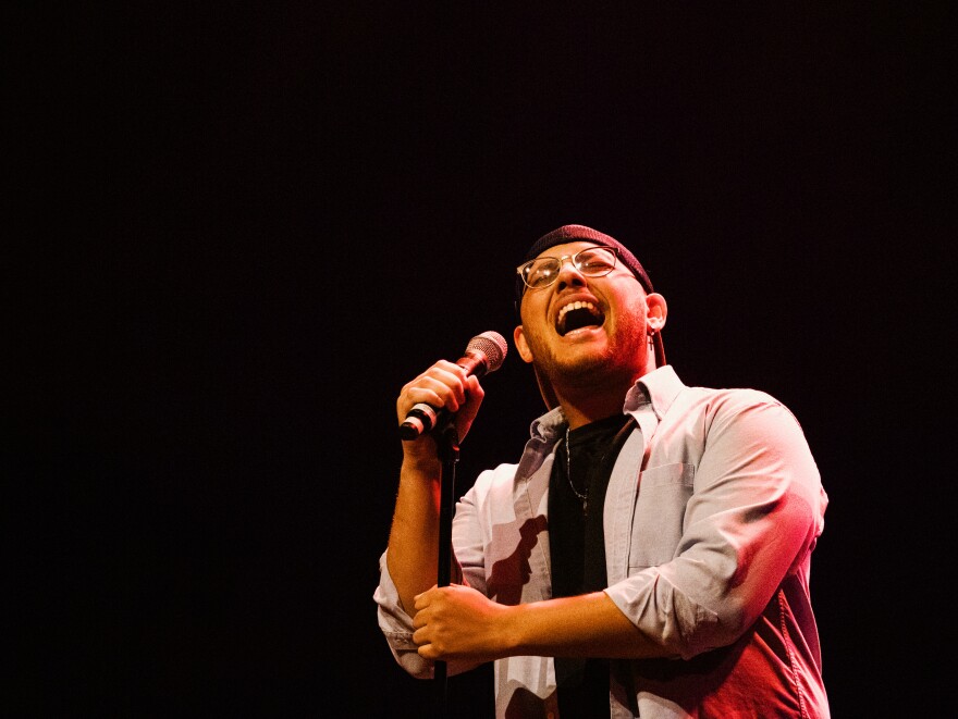 South Bend vocalist Braylon Knapp singing in the 2025 Oaklawn's Got Talent, where he won the top prize of $5,000 for his rendition of Bruno Mars' hit "When I Was Your Man."