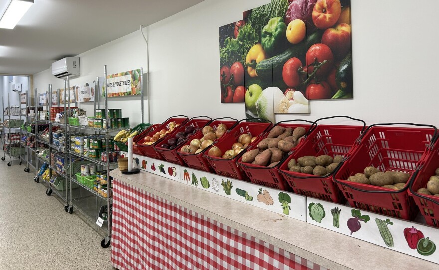 Pantry good and vegetables are available in a grocery-store format at the Lakes Area Food Shelf in Pequot Lakes.