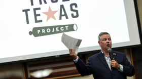 Tarrant County Judge Tim O'Hare speaks during True Texas Project’s monthly meeting Sept. 14, 2026, at the Texas Star Golf Course in Euless.