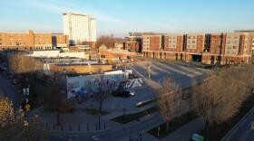 An aerial picture of a street view in Uptown Normal. 