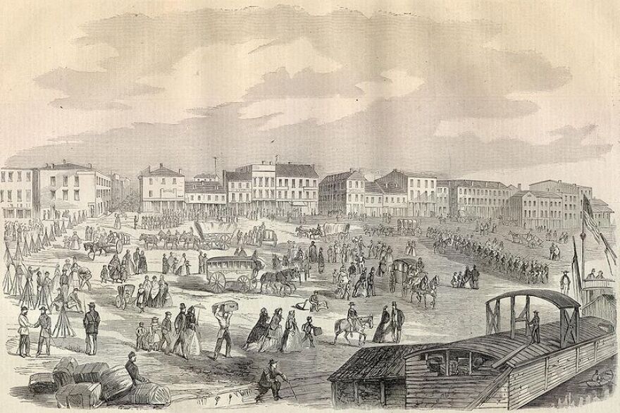 Harper's weekly image of evacuation from Louisville, October 11, 1862.