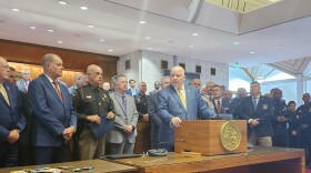 Rep. Reece Pyrtle, R-Rockingham, held a news conference with law-enforcement officials calling for a ban on most hemp products. He brought samples of products he says are harmful to young people.