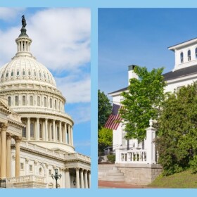 U.S. Capital building; Maine governor's mansion, the Blaine House