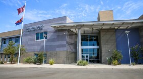 The entrance to Vista High School looks out at 32nd Street.