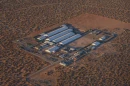 An aerial view of the Camp East Montana detention facility at Fort Bliss on Sept. 7, 2025.
