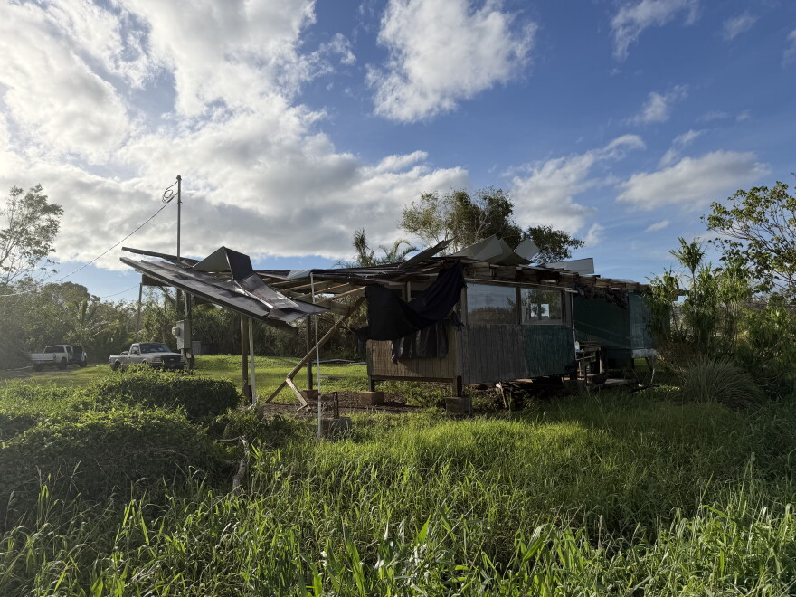 A shed on the Hanalei SBH Taro Farm that got