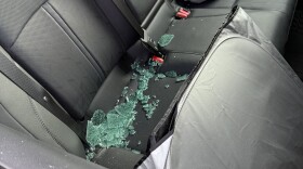 The interior of a Cleveland Metropolitan School District teacher's car, broken into at John F. Kennedy High School's parking lot several weeks ago.