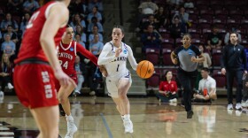 University of Scranton senior guard Kaeli Romanowski advances the ball d