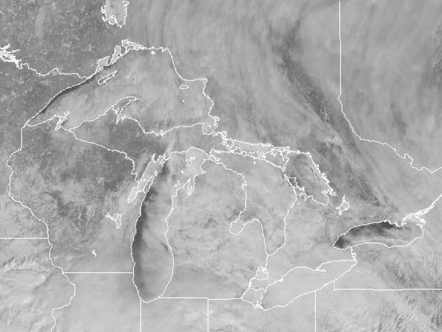 Another satellite image, with state lines superimposed on it, taken on Friday.