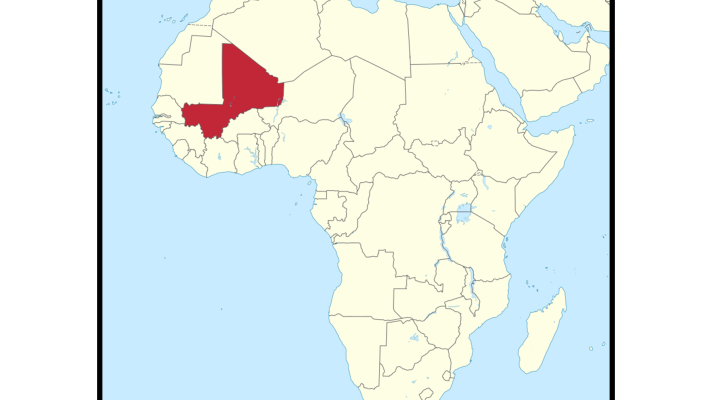 Location of Mali in Africa.