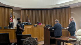 Attorney Jack Danziger (at lectern) representing Crescent Holdings in Buffalo Housing Court before Judge Philip Dabney Jr., on Thursday, July 30, 2026.
